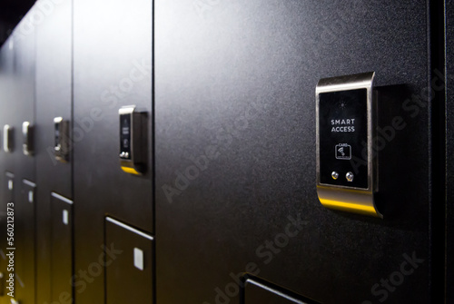 Modern lockers in the locker room equipped with proximity locks photo