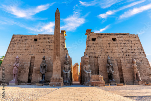 Luxor Temple main entrance, first pylon with obelisk, Egypt