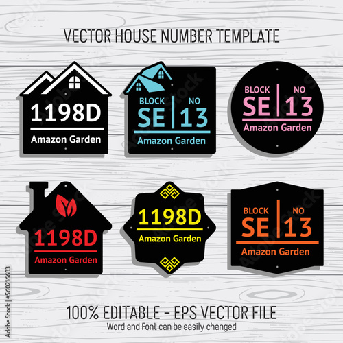 Laser cutting template files for house numbers, housing numbers, room numbers, villas, pavilions, apartments, and street names