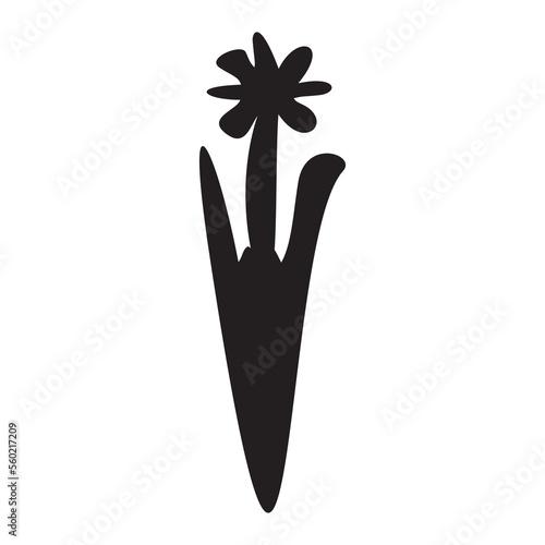 Folkart flower vector illustration. Botanical kids scnadi hand drawn floral. 