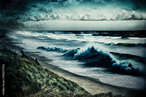 beautiful art of the Atlantic Ocean shore landscape. Generative AI