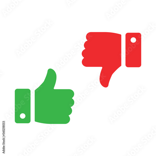 Thumbs up and thumbs down icon. Like and dislike silhouette sign. Disagree with agree symbol. Arm gesture. Isolated on white background
