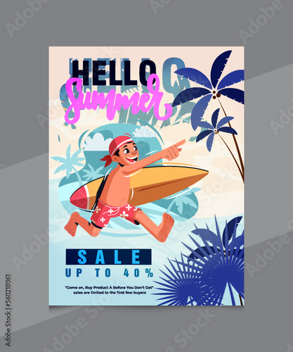 Hello summer flyer template