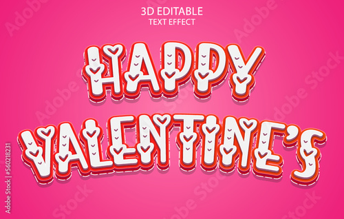 3d Editable vector text effect, Happy Valentine Editable text effect, 3d text style, 3d font style, editable font effect