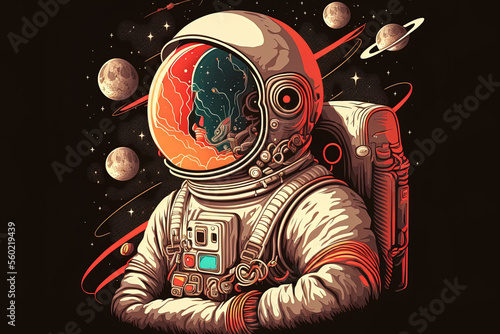 traditional astronaut design in a flat style. Generative AI