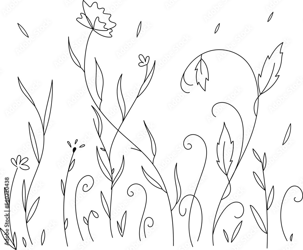 Vector linear abstract floral background, ornament for postcards, congratulations, invitations. Decorative spring background with blooming flowers, leaves. Vector linear abstract floral background, ornament for postcards, congratulations, invitations. Decorative spring background with blooming flowers, leaves.