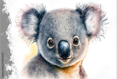 a koala bear portrait illustration, animal watercolor art, generative ai technology 