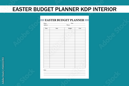 easter budget planner kdp interior