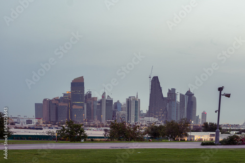 city skyline, flat sky, Doha, Qatar, middle east