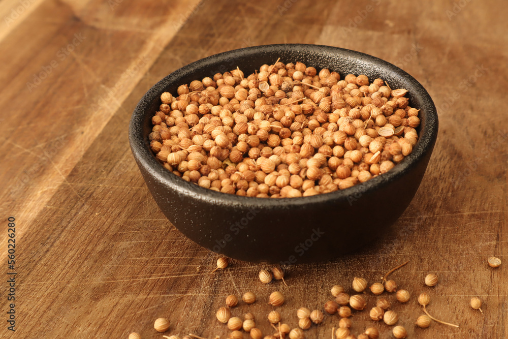 Coriander seeds in a bowl. Dhania seeds Coriander seeds in a bowl. Dhania seeds