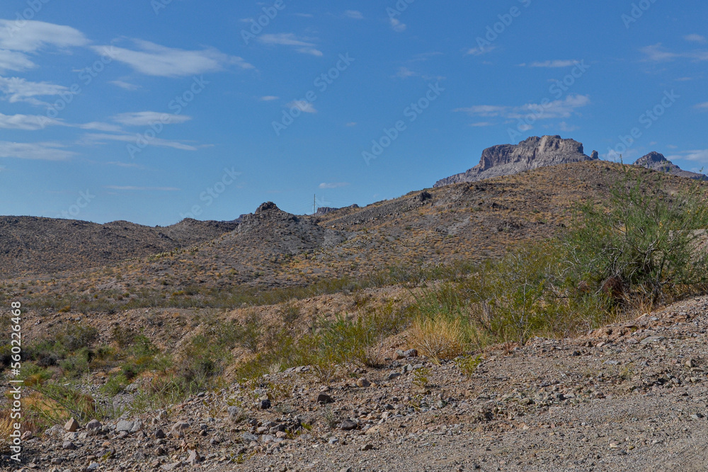 Arizona desert and Mount Nutt view from Sitgreaves Pass on historic Route 66 between Oatman and Kingman