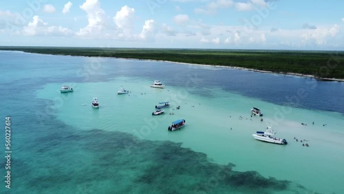 El Cielo Cozumel sandbar which means heaven on earth is one of the most stunning sandbars in the Caribbean. photo