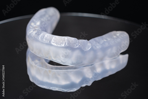 Dental mouthguard, splint for the treatment of dysfunction of the temporomandibular joints, bruxism, malocclusion, to relax the muscles of the jaw.
