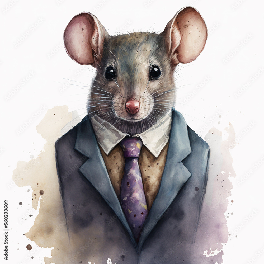 Painting of a corporate mouse wearing a business suit looking into the  camera and ready to do some deals. Generative AI Stock Illustration | Adobe  Stock