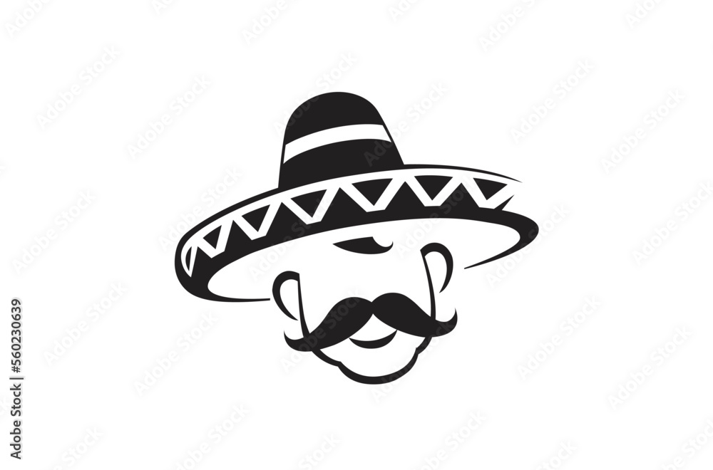 Creative Mexican Sombrero Mustache Head Traditional Logo Vector Design Creative Mexican Sombrero Mustache Head Traditional Logo Vector Design