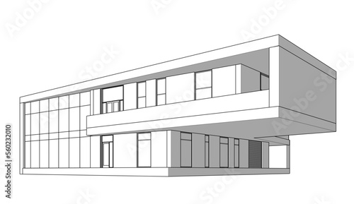 house building sketch architecture 3d illustration