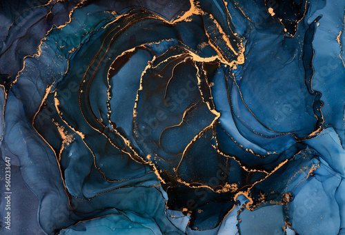 Currents of translucent hues, snaking metallic swirls, and foamy sprays of color shape the landscape of these free-flowing textures. Natural luxury abstract fluid art painting in alcohol ink technique