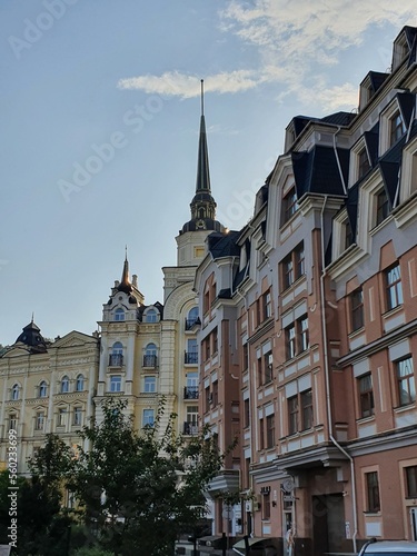 Beautiful facades in the elite district of Kyiv, Ukraine.