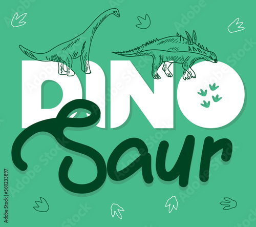 Dinosaur skeleton illustration. Dinosaur fossil vector illustration