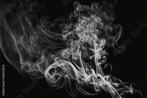 White smoke on black background wisp fog overlay