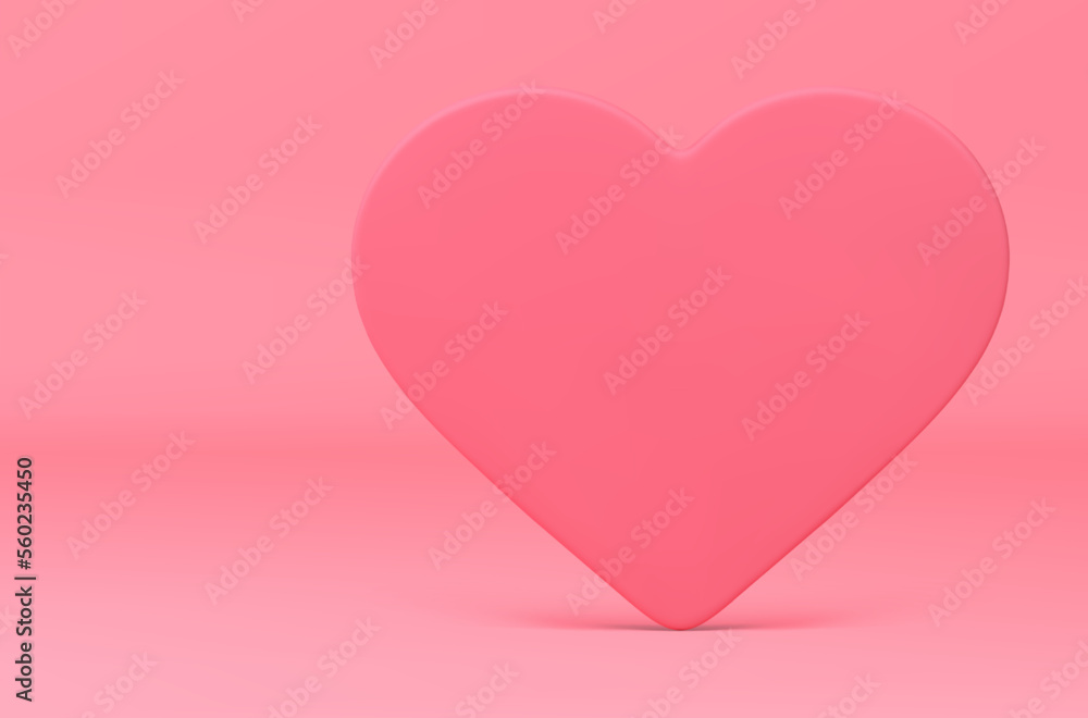 Pink 3d heart wall fashion romantic date wedding Valentines decor element realistic vector