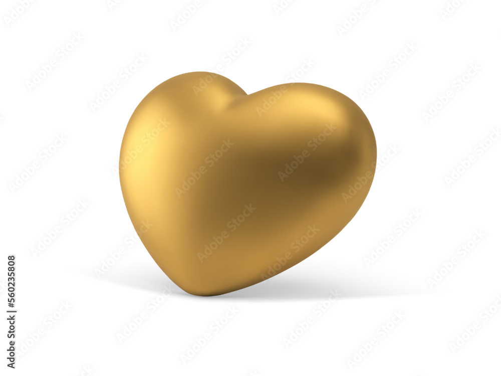 Heart golden foil 3d icon love surprise premium badge realistic vector illustration Heart golden foil 3d icon love surprise premium badge realistic vector illustration
