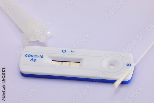 Positive covid test detecting the disease with a nasal swab
