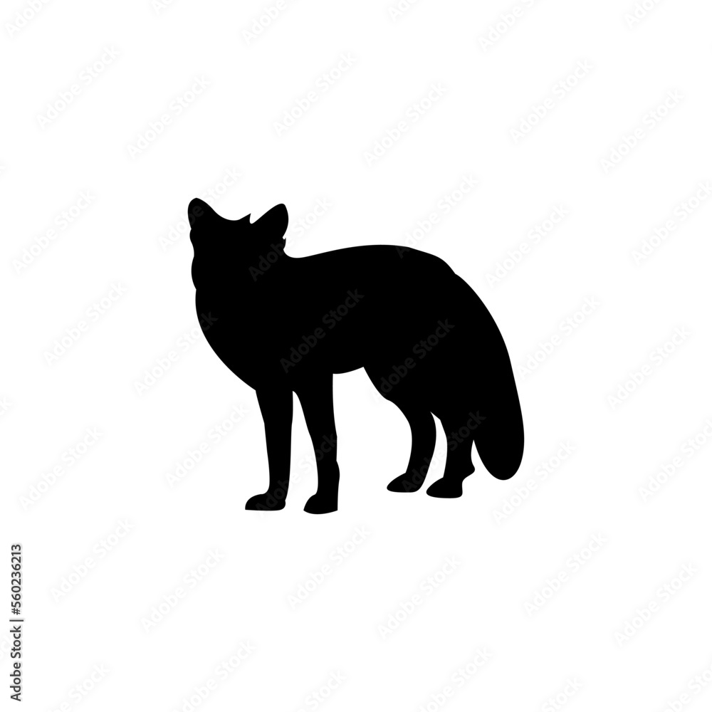 Fox vector silhouette, wild animal vector illustration.