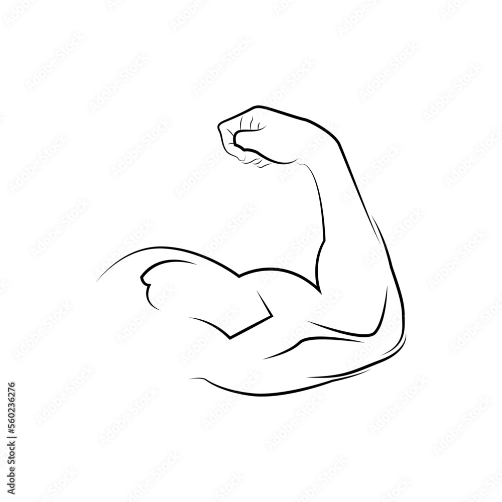 Muscular arm line art, line vector illustration for gym. Muscular arm line art, line vector illustration for gym.