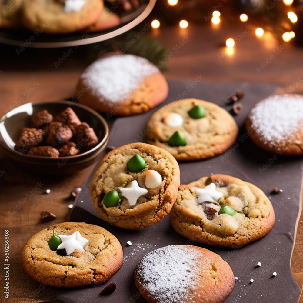 winter chocolate chip cookies in a cozy setting winter chocolate chip cookies in a cozy setting