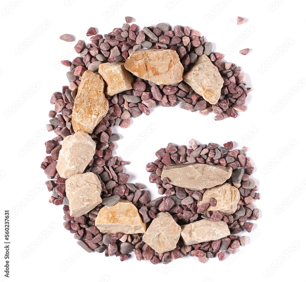 Stone in shape letter G, rock isolated on white, clipping path Stone in shape letter G, rock isolated on white, clipping path