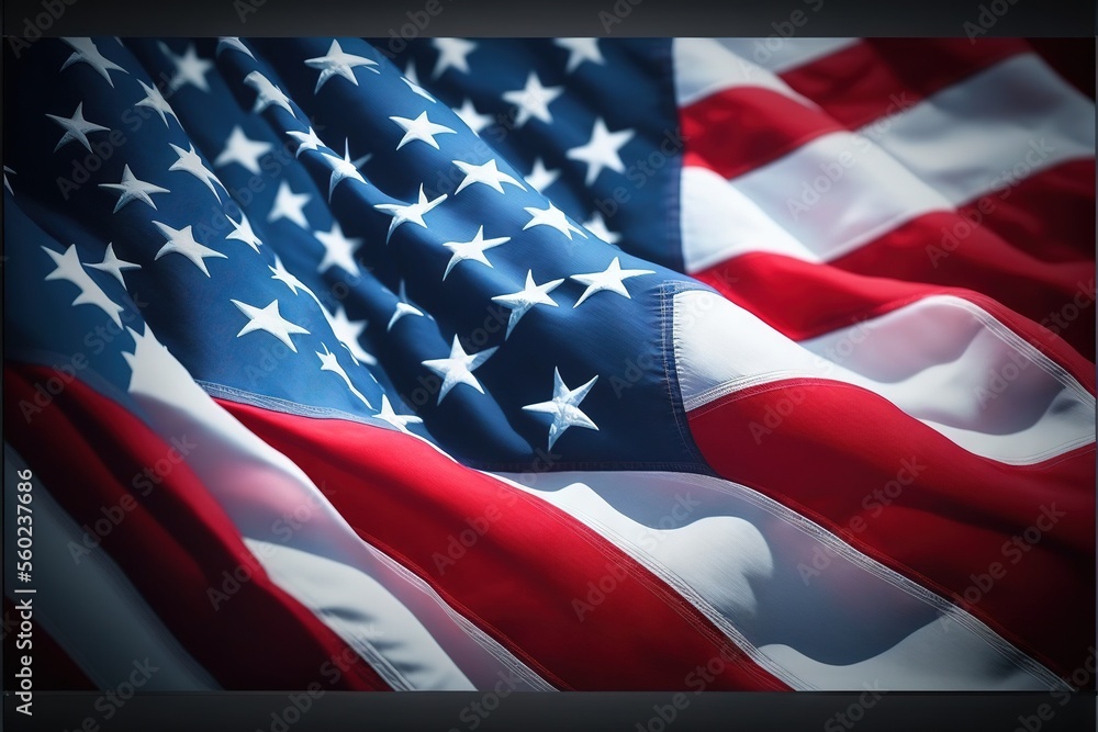 a close up of a flag with a black background and a white border around