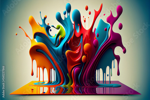 splash 3d poster modern background. Liquid forms photo