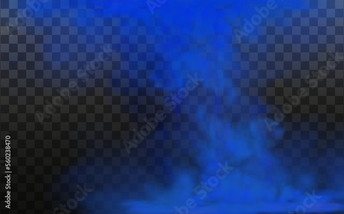 Blue vector cloudiness ,fog or smoke on dark checkered background.Cloudy sky or smog over the city.Vector illustration.