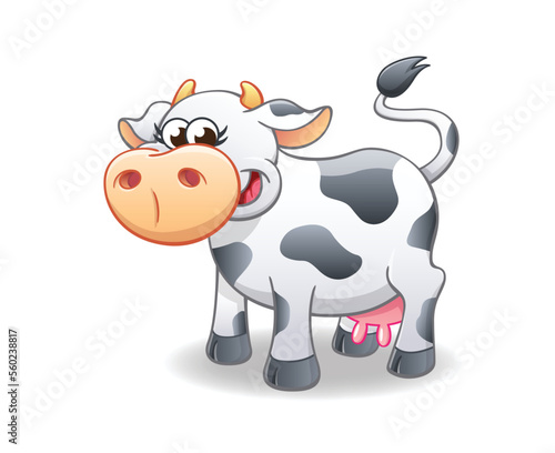 smiling happy cute cartoon cow character