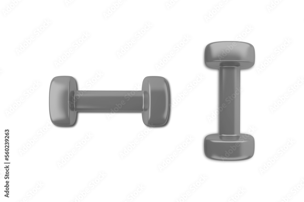 Black dumbbell mockup isolated on white background. 3d rendering. Black dumbbell mockup isolated on white background. 3d rendering.
