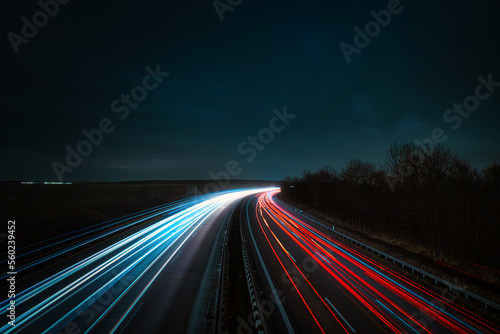 Langzeitbelichtung - Autobahn - Strasse - Traffic - Travel - Background - Line - Ecology - Highway - Night Traffic - Light Trails - High quality photo