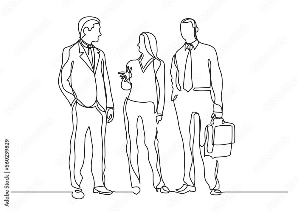 continuous line drawing three business professionals standing talking - PNG image with transparent background continuous line drawing three business professionals standing talking - PNG image with transparent background