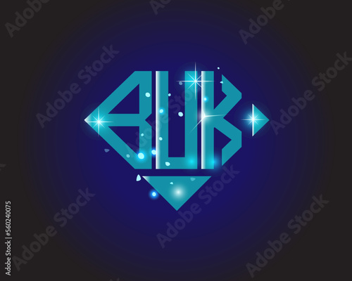 BUK Logo letter monogram with diamond shape design template.
