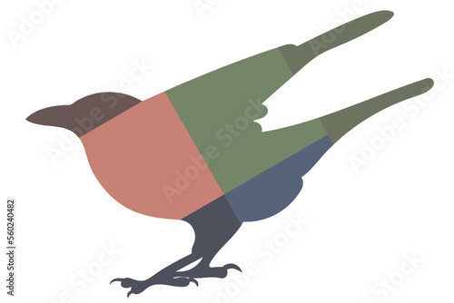 Vector raven, crow, corvus standing, coloured silhouette of a wild bird, polygonal abstraction photo