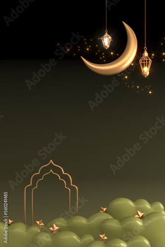 Ramadan Kareem Greeting Background Islamic 3d illustration design
