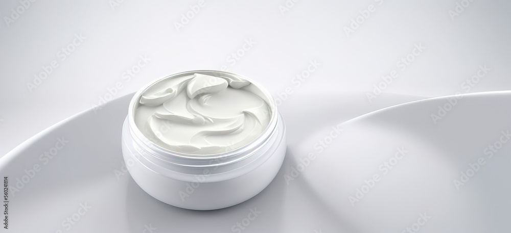 Open cream jar with cosmetic cream Open cream jar with cosmetic cream