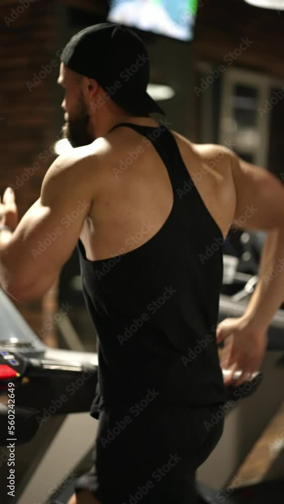 Experienced athlete doing cardio on a treadmill Experienced athlete doing cardio on a treadmill