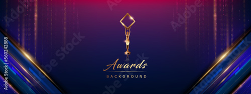 Fotografie, Tablou Dark Blue Purple Pink Golden Royal Awards Graphics Background