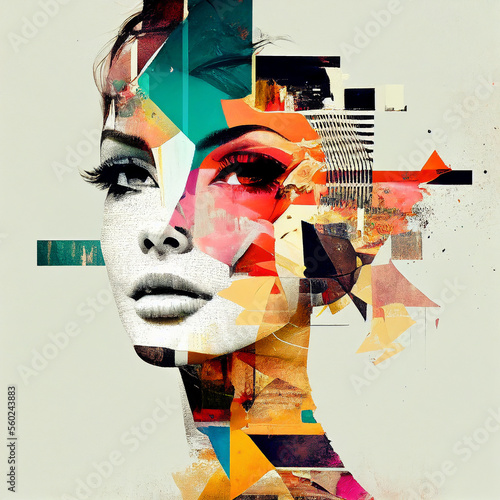 Woman abstract collage. Ai generated