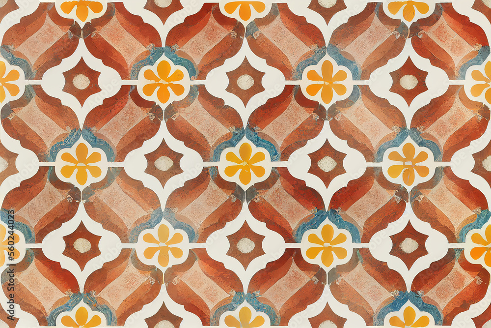 Vintage tiles, seamless pattern, background