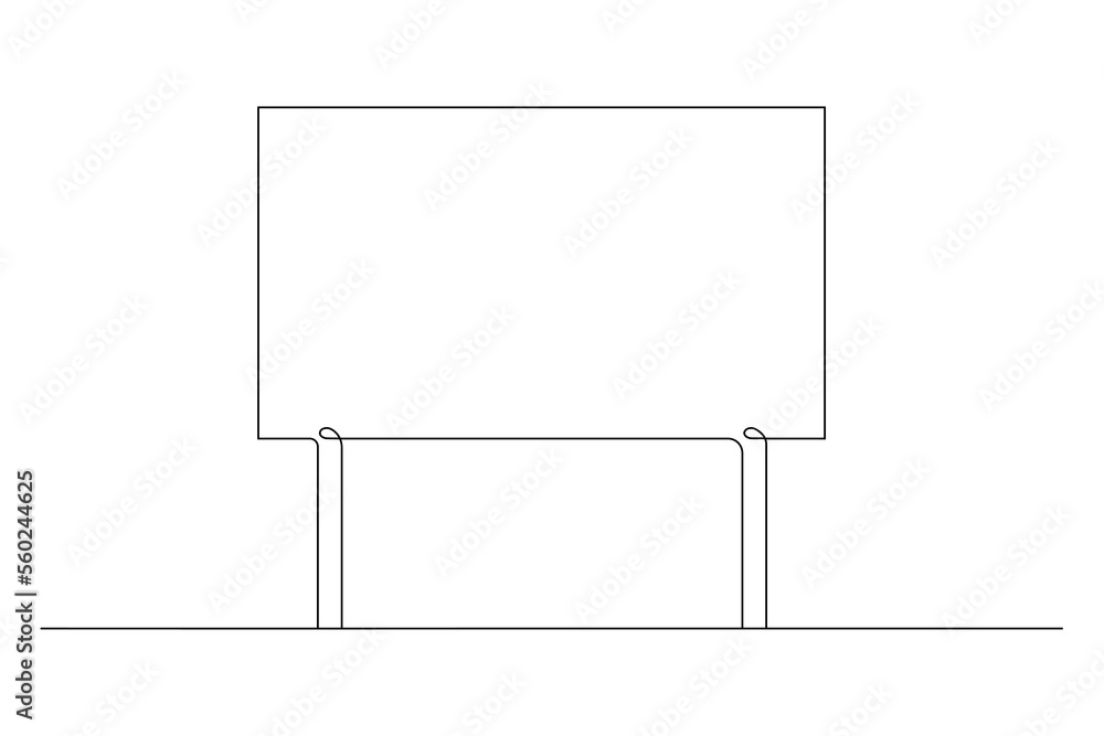Blank banner mock up on stick. Protest placard, public transparency with holder. Single continuous line drawing. Vector illustration. Blank banner mock up on stick. Protest placard, public transparency with holder. Single continuous line drawing. Vector illustration.