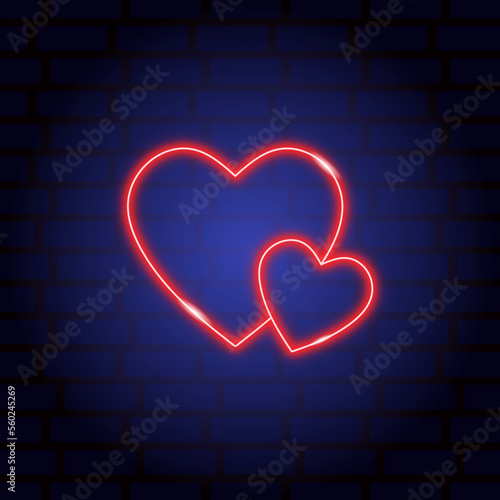 Two neon hearts for Valentine's Day