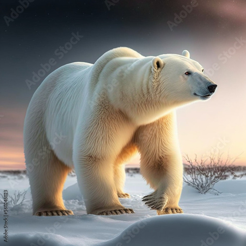 Polar bear in the arctic. Generative AI.