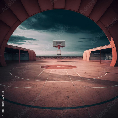 Empty basketball court. Generative AI. © DALU11